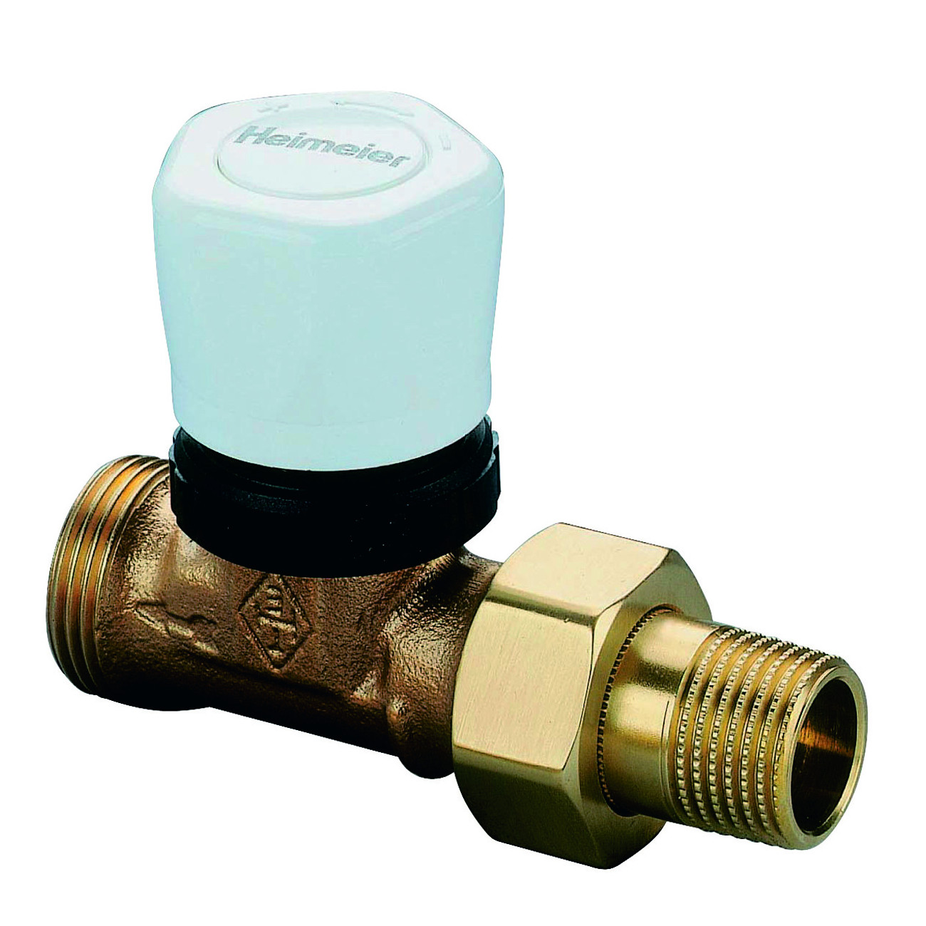 Heimeier Vorlauf-Regulierventil DN15 DN20 Handregulierkappe Thermostat-Oberteil Rotguss Durchgang 1304-02.000