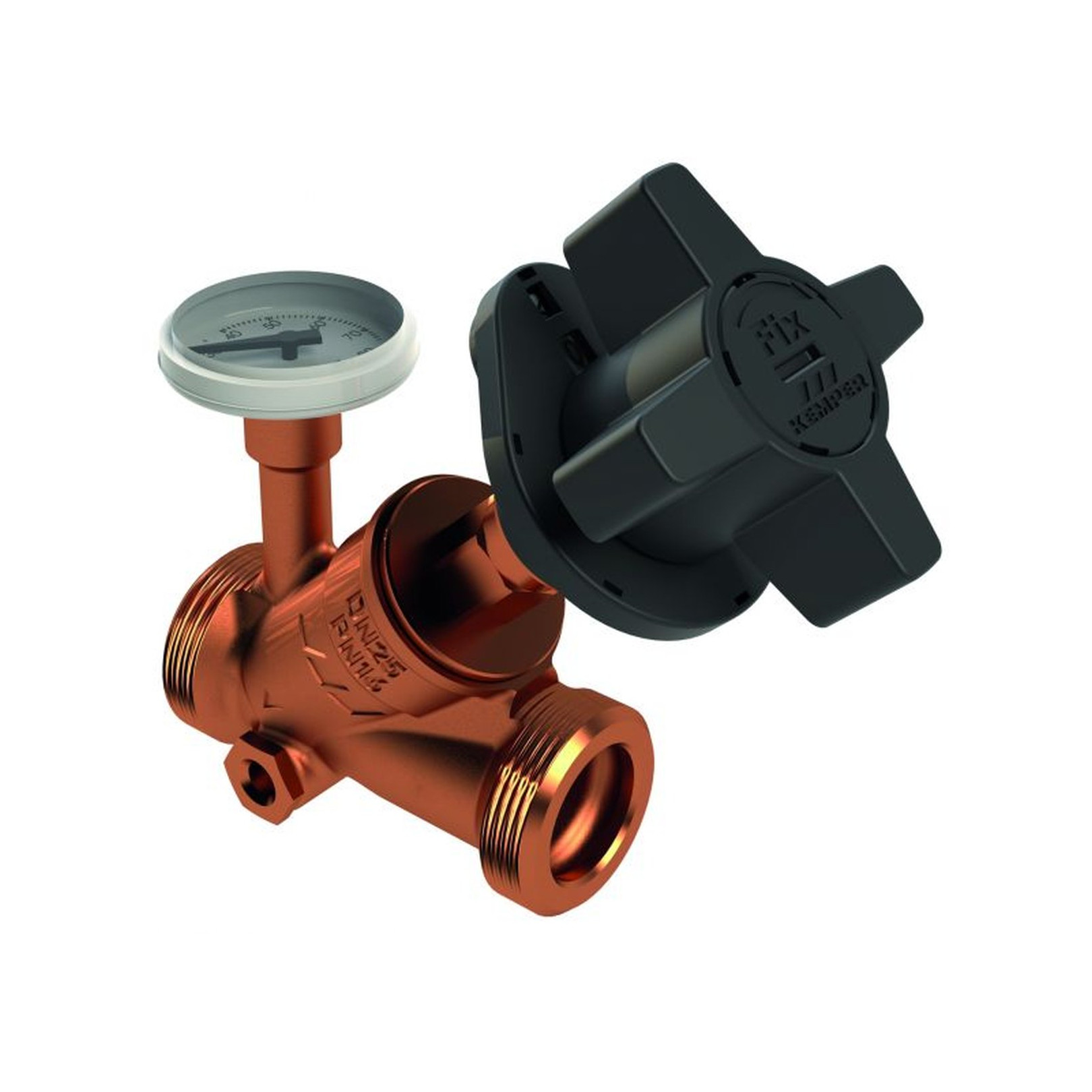 Kemper MULTI-FIX-PLUS 1506G01500 Regulierventil DN15 Entleerstopfen Thermometer Rotguss