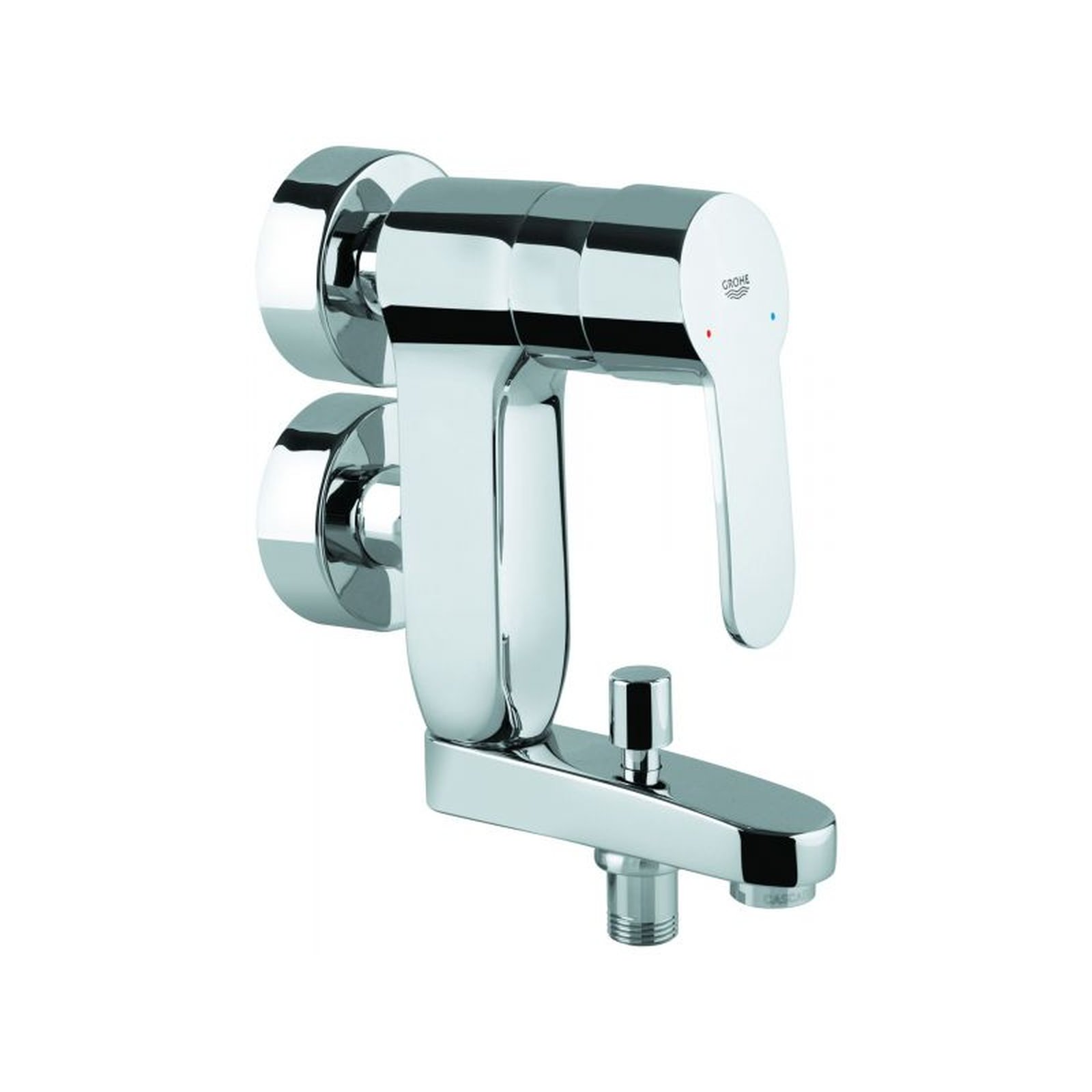 GROHE Einhebel-Wannenbatterie Eurostyle C Vertica Wandmontage Chrom SilkMove 46 mm Keramikkartusche Rückflussverhinderer 23301000