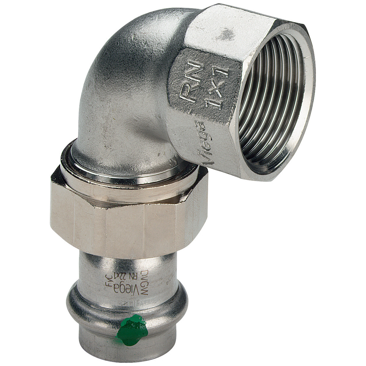Viega Winkelverschraubung Sanpress Inox 2355 18x3-4 IG flachdichtend Edelstahl Pressfitting 437312
