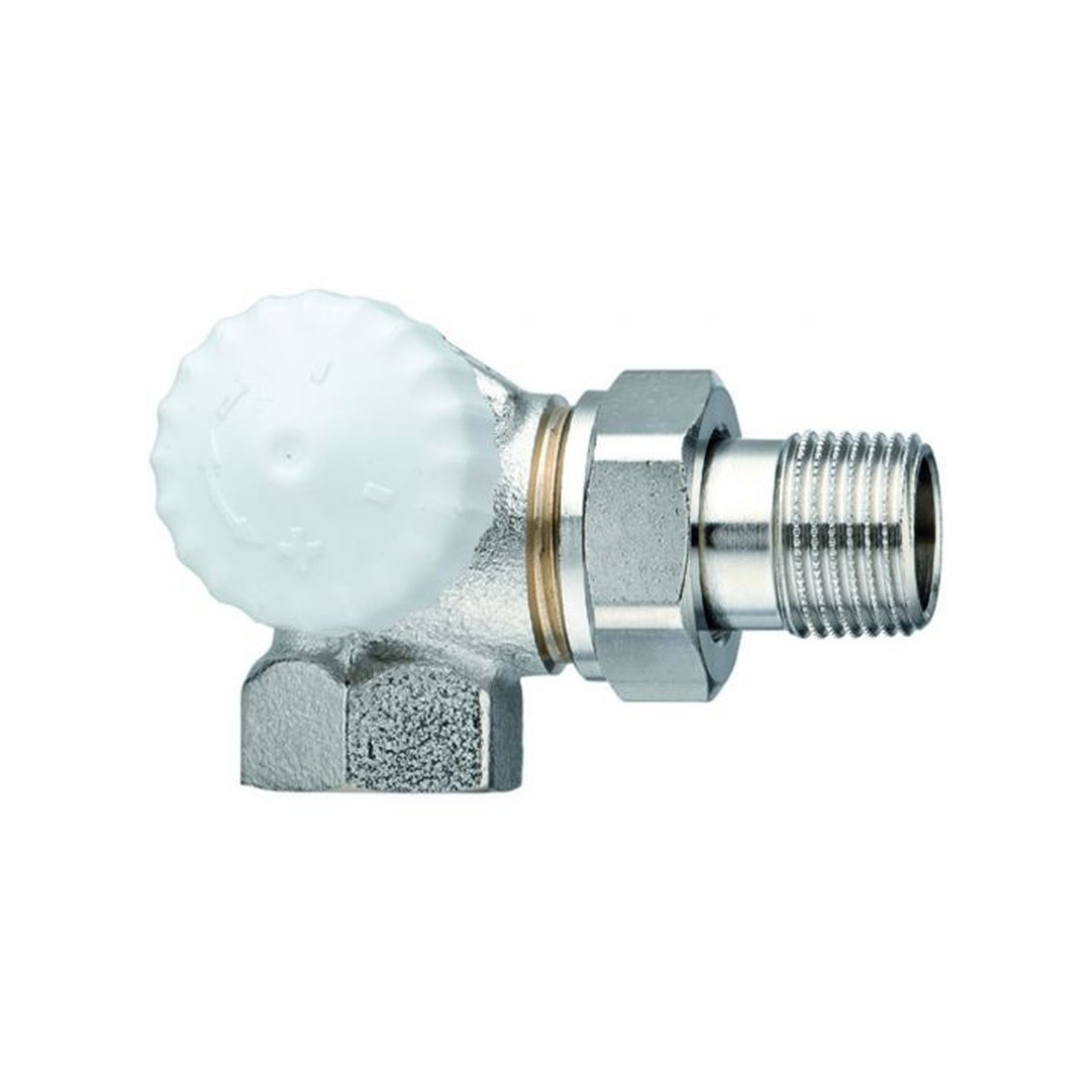 Heimeier Thermostatventil V-Exakt II Winkeleck links 1/2 Zoll Rotguss vernickelt Voreinstellung 3713-02.000