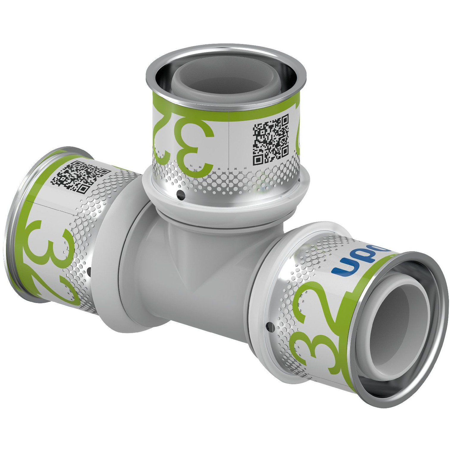 Uponor S-Press PLUS T-Stück PPSU Pressfitting 32 mm Edelstahlpresshülse DVGW 1039947