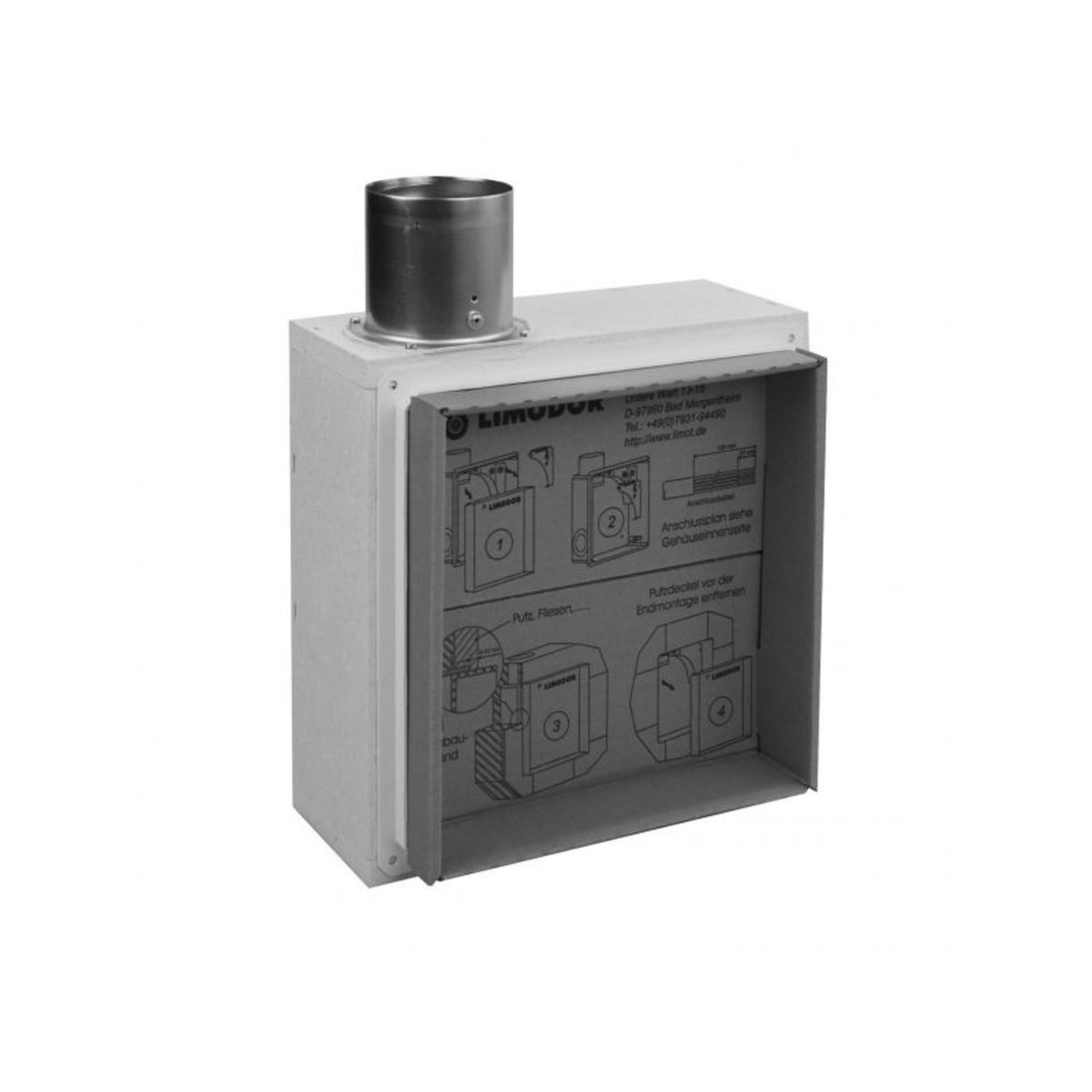 Limodor Einbaukasten compact-K Brandschutz NW80 seitlicher Ausblasstutzen Rückschlagklappe 82000