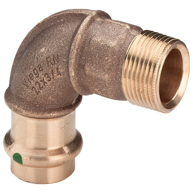 Viega Pressfitting Bogen Sanpress 90 Grad Nr.2214 AG 15x3-4 Rotguss SC-Contur EPDM 443030