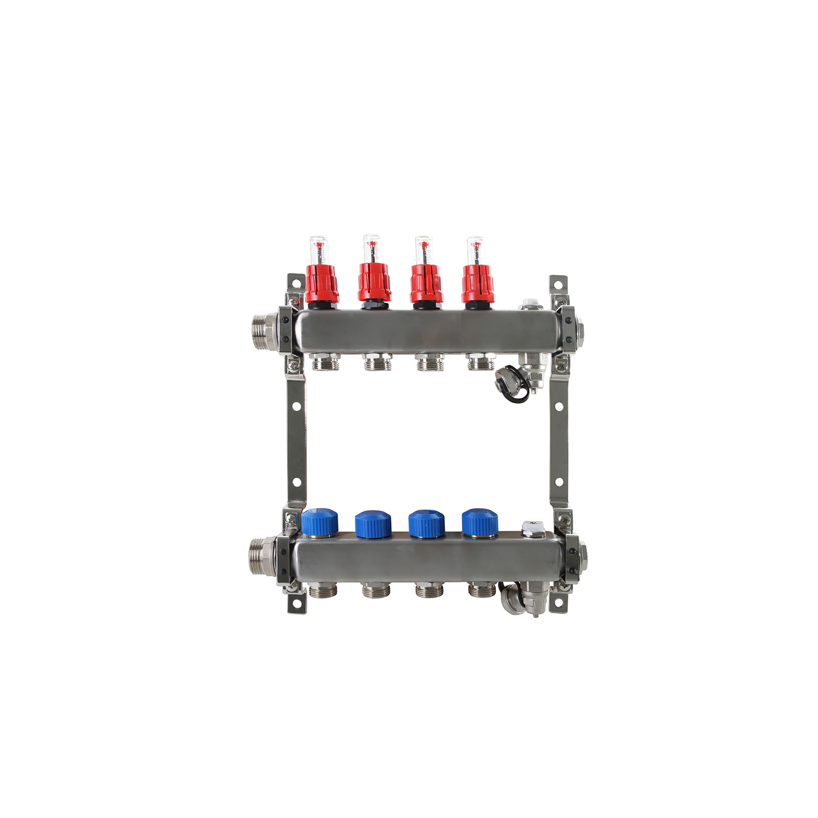 4-fach Heizkreisverteiler Edelstahl mit Durchflussanzeige