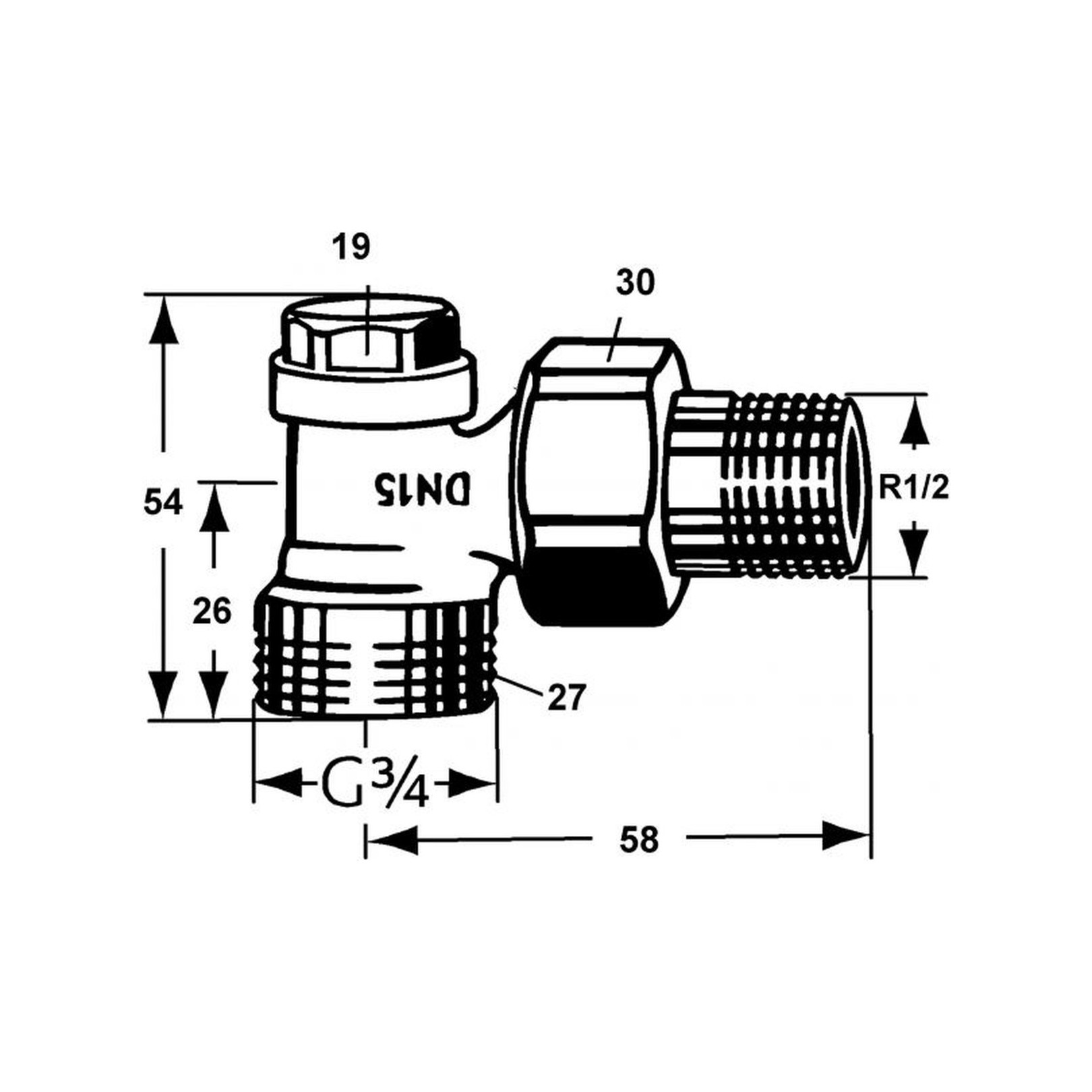 Heimeier Rücklaufverschraubung Eck DN15 DN20 Eurokonus Außengewinde Rotguss vernickelt Absperrung Entleerung 0361-02.000