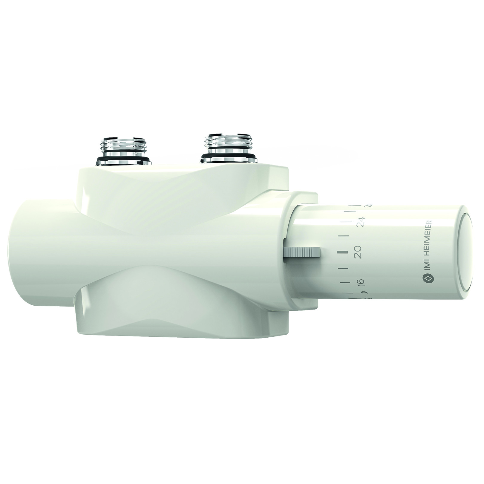 Heimeier Thermostatventil Multilux 4-Set Halo Zweirohrbetrieb 3/4 Zoll weiss RAL 9016 Design Line Thermostatkopf 9690-42.800