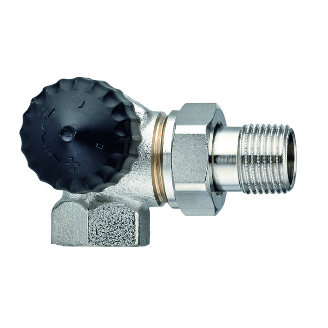 IMI Heimeier Winkeleck-Ventilunterteil Standard 1-2 Zoll links Rotguss vernickelt 2311-02.000