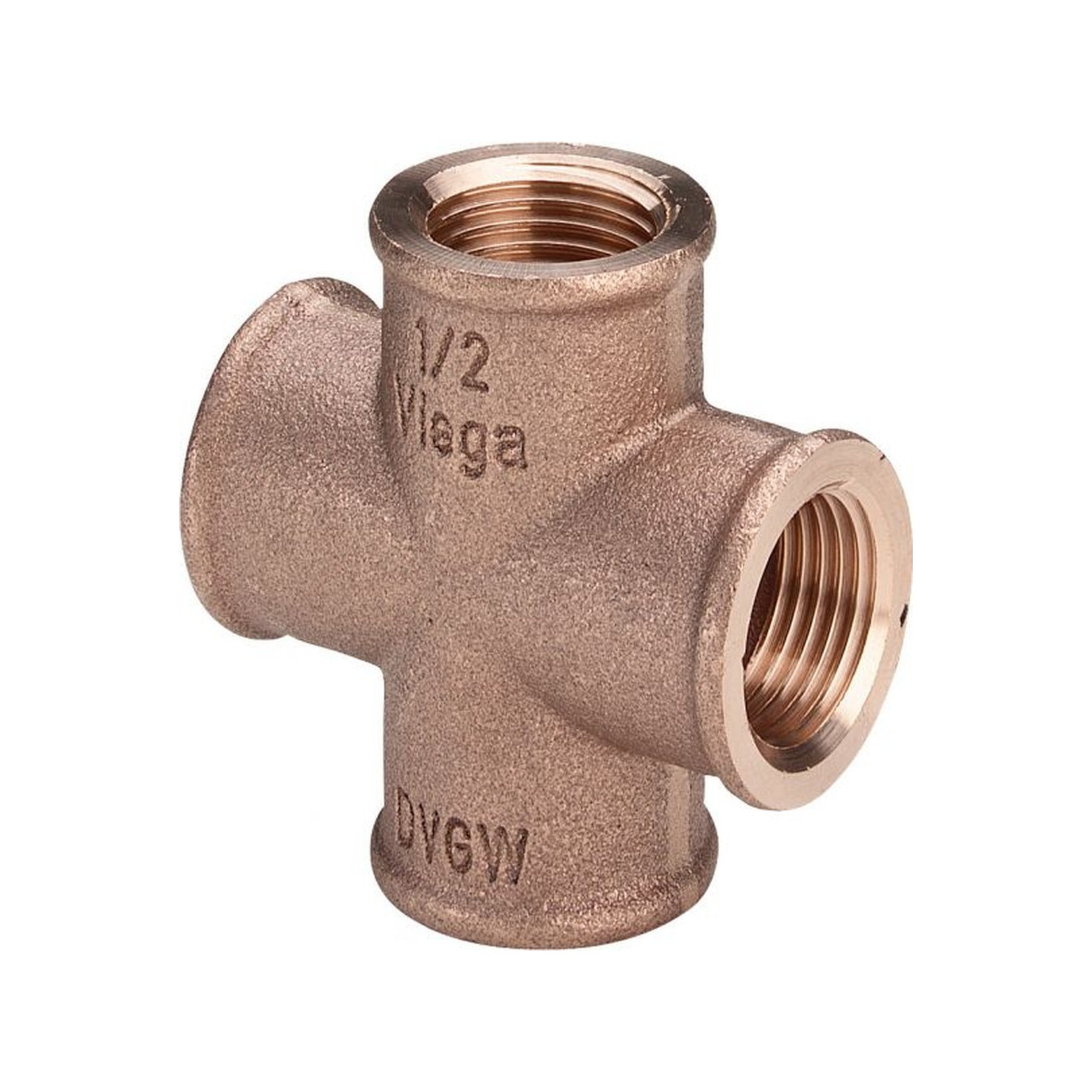 VIEGA Gewindefitting Rotguss Kreuzstück 3180 DN25 1 Zoll IG DVGW 320638