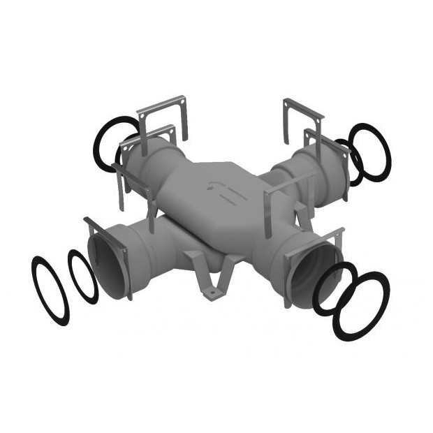 Zehnder Kreuzungsstück ComfoFit DN75 DN90 ComfoTube 75 90 grau Dichtung HDPE 990322155