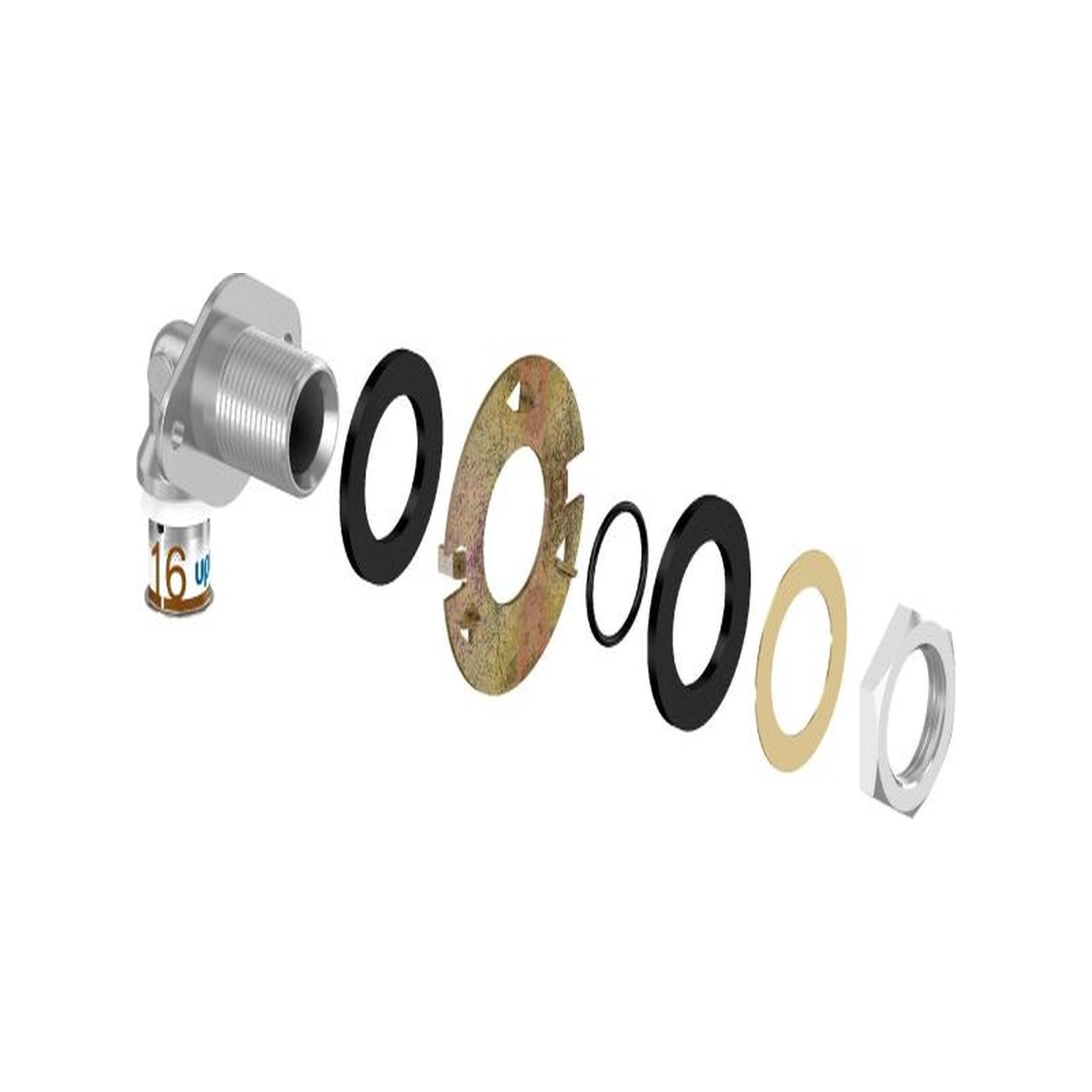 Uponor S-Press PLUS Wanddurchführung Eck LWC 16 mm DN15 1/2 IG Pressfitting DVGW 1070654