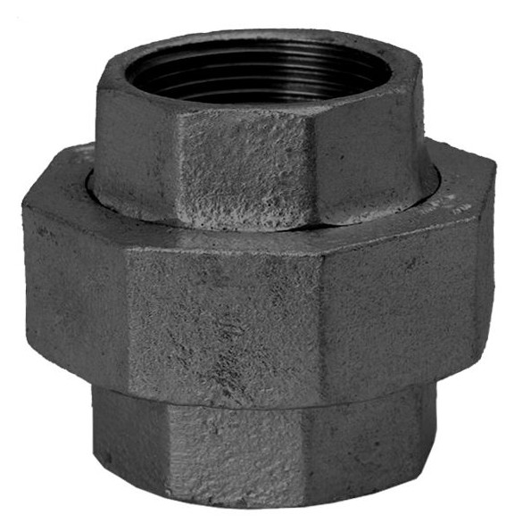 SCHMIDT HERMANN Temperguss Verschraubung Nr.330 1 Zoll flachdichtend 2 IG schwarz 14330025