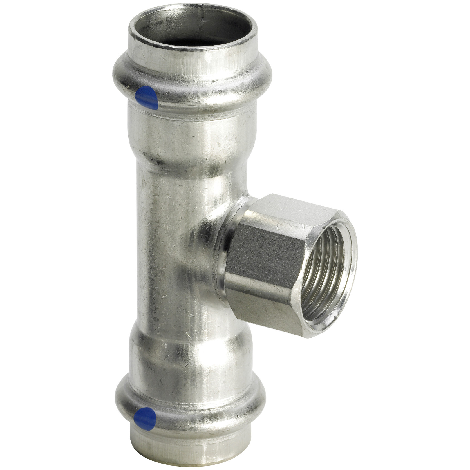 Viega T-Stück Sanpress Inox 2317.2LF SC-Contur LABS-frei Edelstahl 42mm Rp1-2 665715