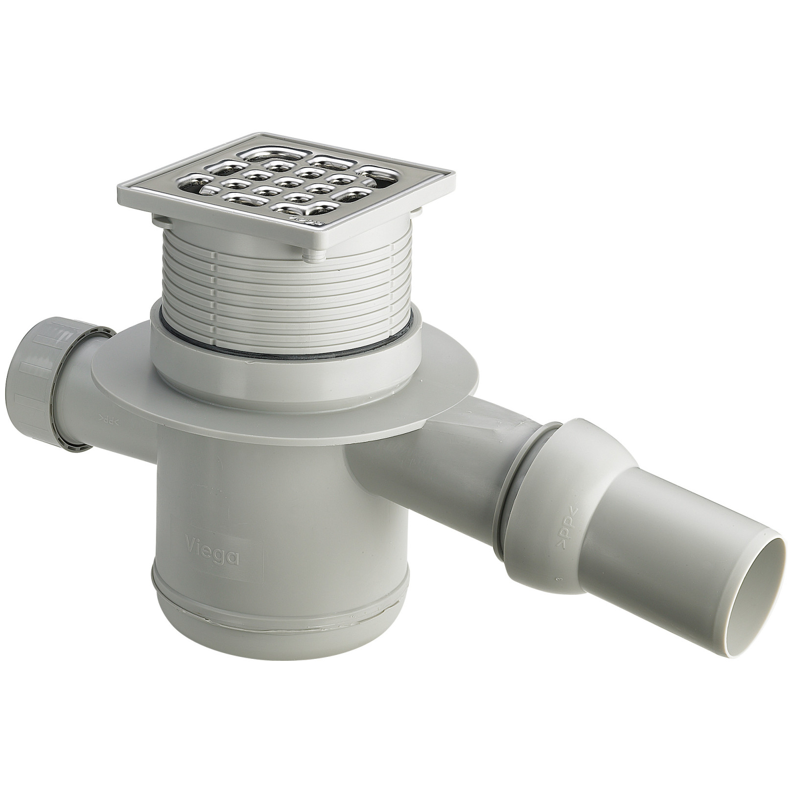 Viega Badablauf Advantix 4921.4 DN 40/50 Edelstahlrost 10x10cm Kugelgelenk waagerecht 556907