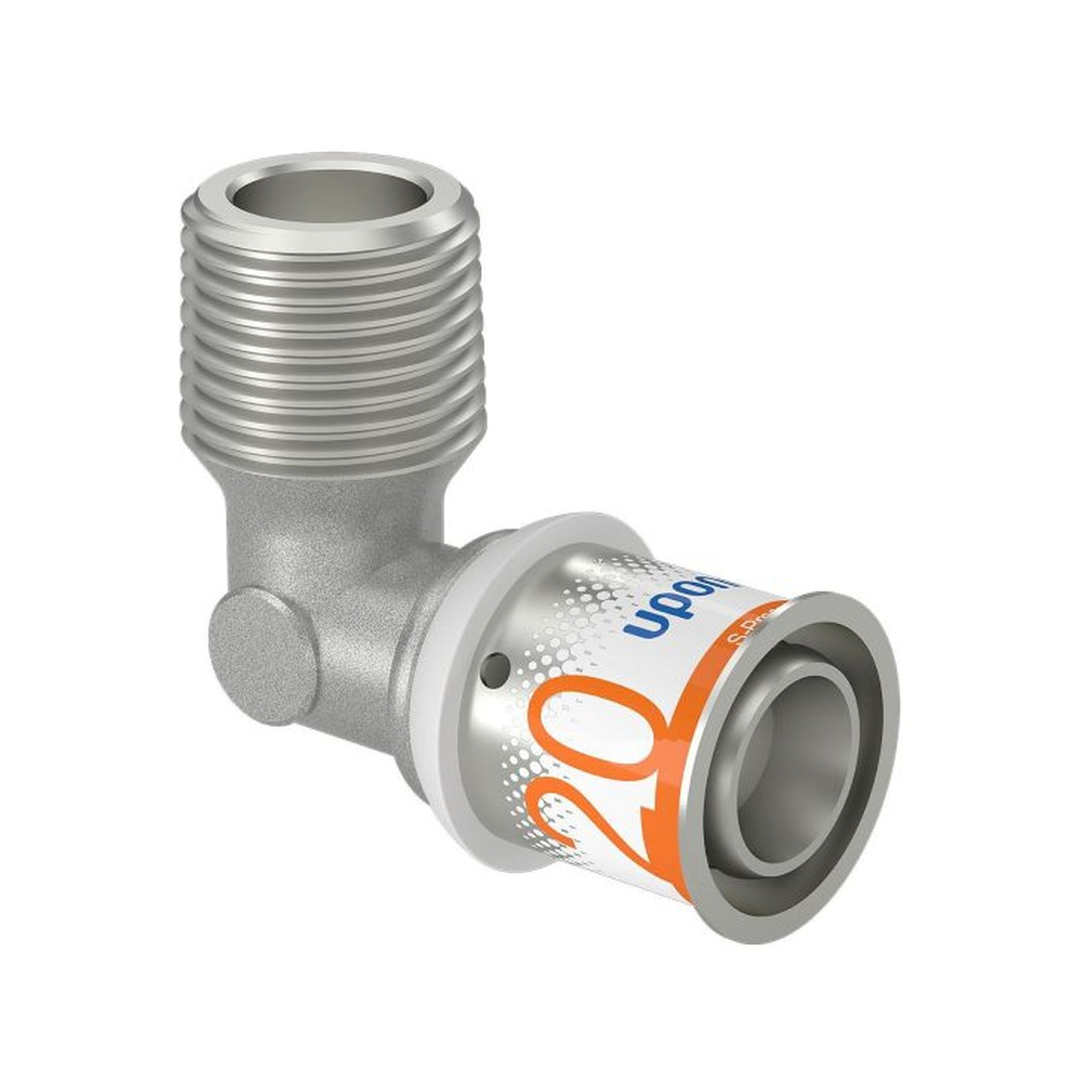 Uponor S-Press PLUS Winkelnippel 20mm DN15 1/2 AG Edelstahlpresshülse DVGW 1070533