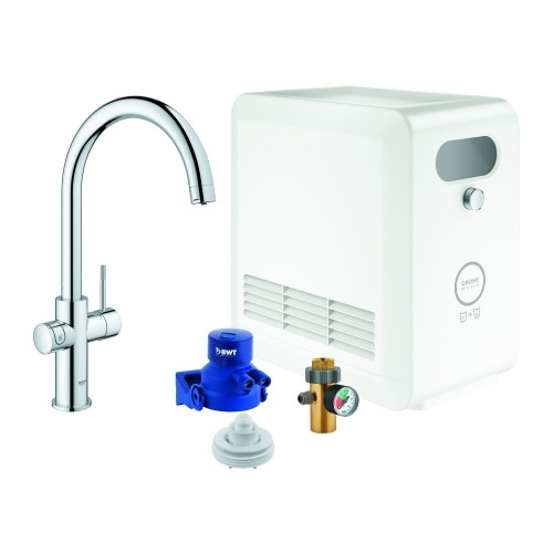 Grohe Spültischmischer Blue Professional Starter Kit C-Auslauf chrom Kühler Bluetooth WIFI 31323002