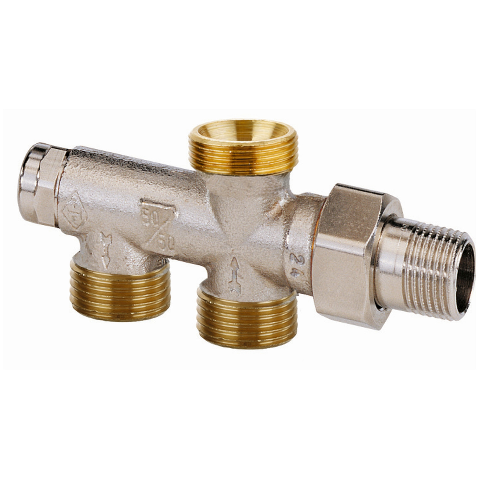 IMI Heimeier Duolux 3803-02.000 Einrohrverteiler DN 15 Absperrung Messing vernickelt 3803-02.000