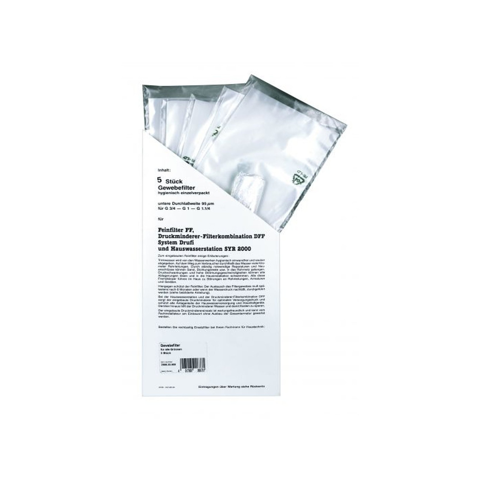 SYR Filtereinsatz Kerzenfilter 95 µm Drufi DFF FF Nylon Vorratspackung 5 Stück 2000.25.900