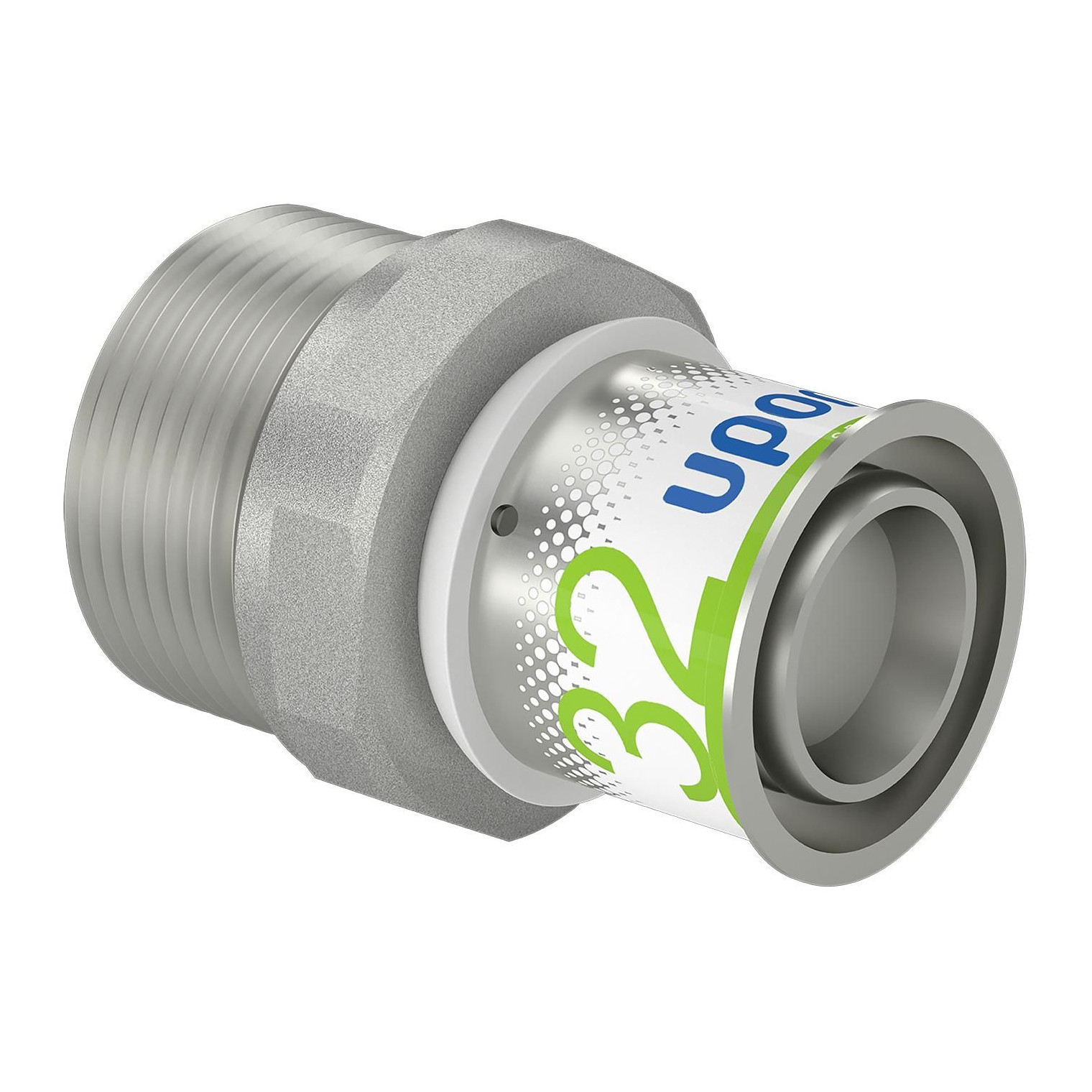 Uponor S-Press PLUS Übergangsnippel 32 mm DN32 1 1/4 Zoll AG PPSU Messing verzinnt DVGW 1070510