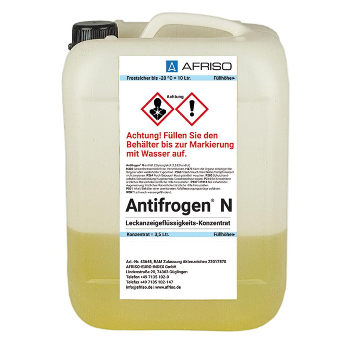Afriso Leckanzeigeflüssigkeitskonzentrat Antifrogen N 3-5-Liter 10-Liter-Kanister 43645