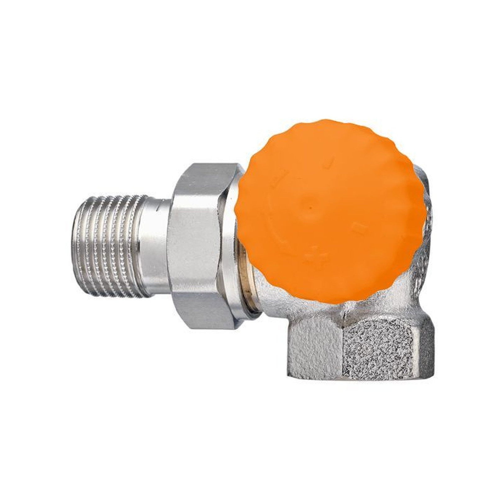 Heimeier Thermostatventil Eclipse DN15 1/2 Winkeleck rechts Durchflussregler Rotguss vernickelt 3934-02.000