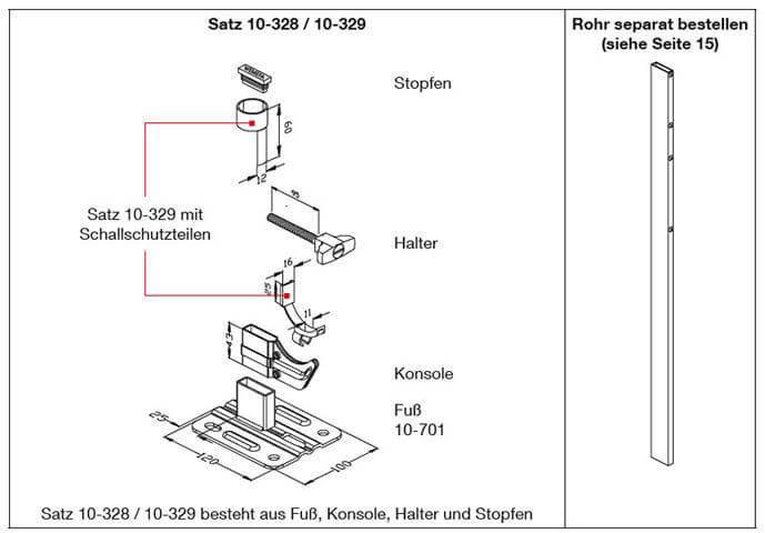 Wemefa Standfixkonsole 10-328 Stahl Guss Röhrenradiatoren ohne Schallschutz