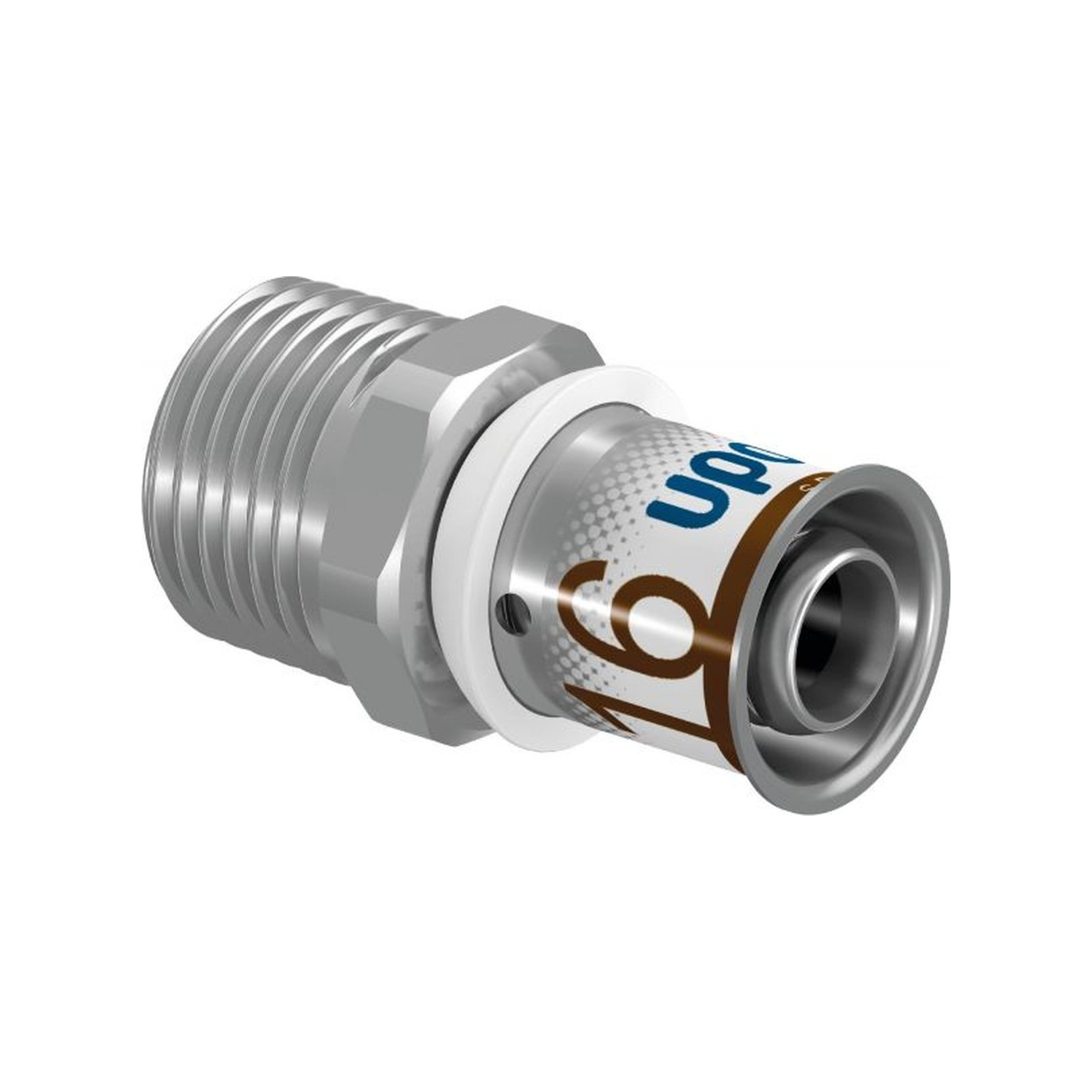 Uponor S-Press PLUS Übergangsnippel 16mm DN20 3/4 AG Pressmuffe Messing verzinnt DVGW 1070503