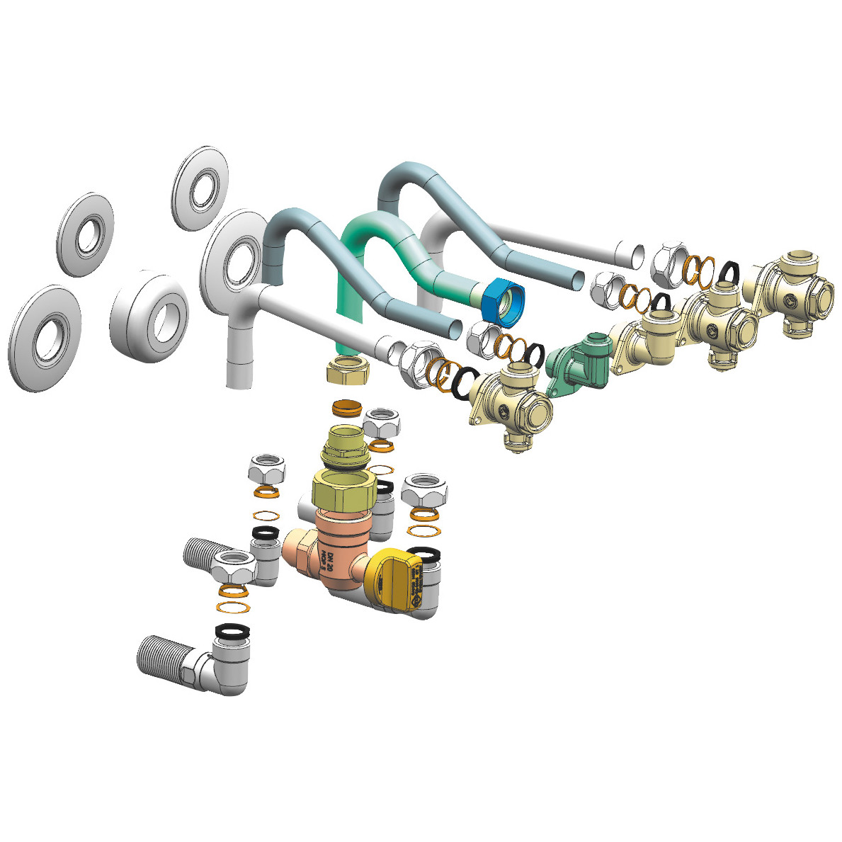 Bosch Anschlusssatz HW-SetBCR-1 Unterputzinstallation Absperrhähne Gashahn individüll anpassbar 7736901710