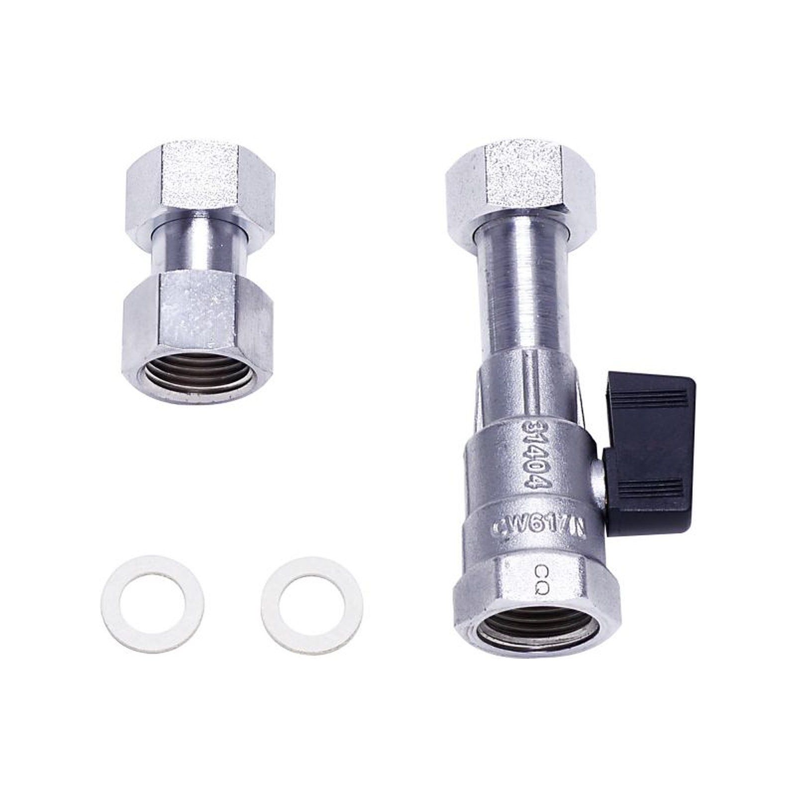 Bosch Warmwasseranschluss-Set Nr. 240 1/2 Zoll Aufputzmontage Messing vernickelt Kaltwasserabsperrhahn 7738112208