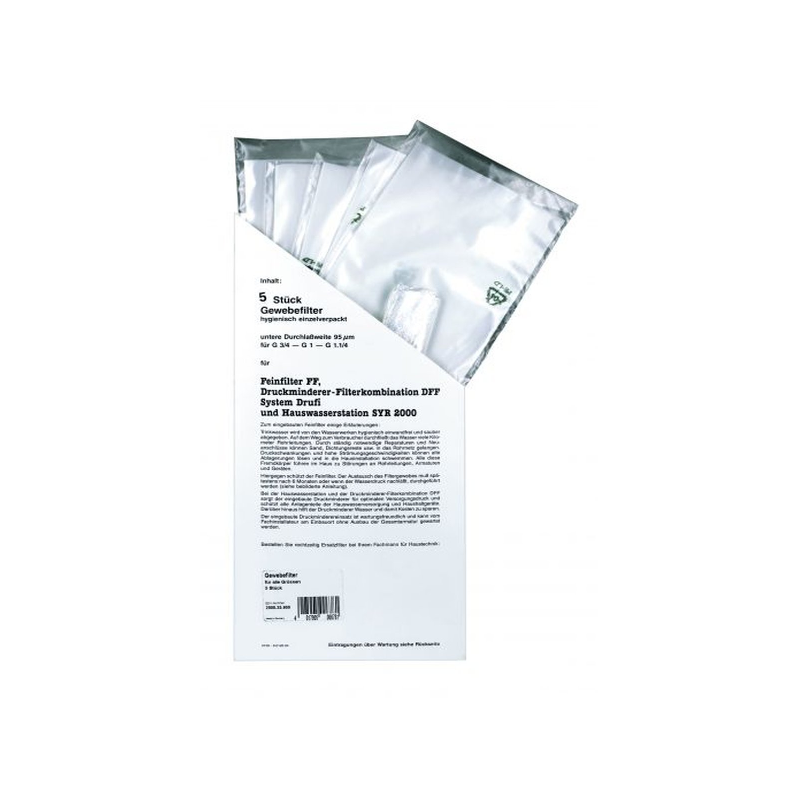 SYR Filtereinsatz Kerzenfilter 95 µm Drufi DFF FF Nylon Vorratspackung 5 Stück 2000.25.900