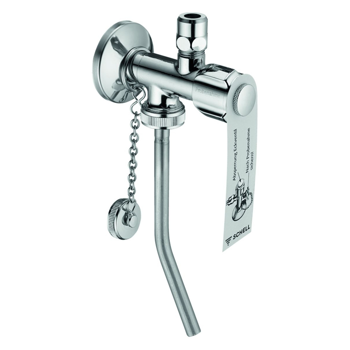 Schell Probeentnahme-Eckventil Comfort DN 15 G 1/2 AG ASAG easy verchromt langer Schaft Quetschverschraubung DVGW 038350699