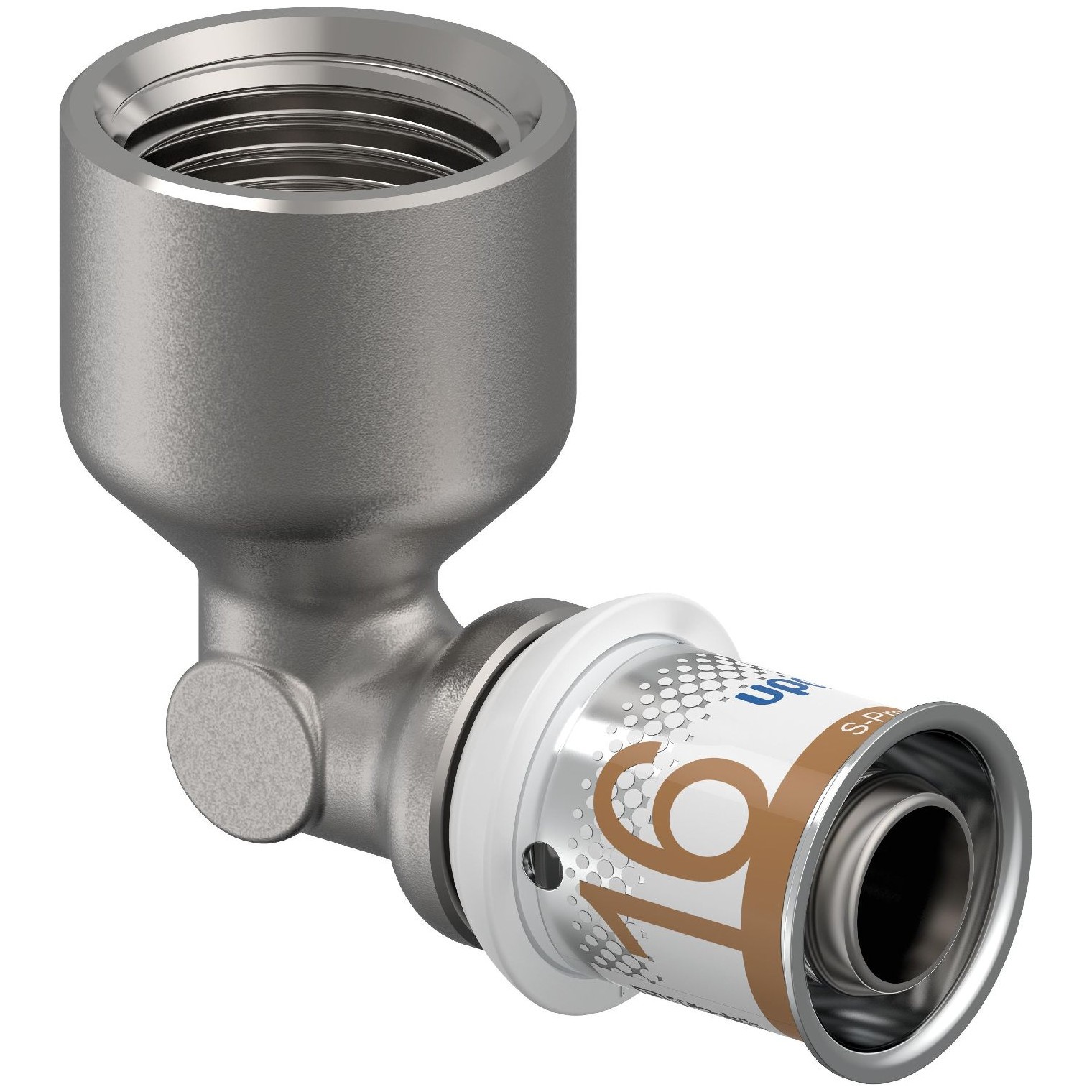 Uponor S-Press PLUS Winkelmuffe 16mm DN15 IG Pressfitting PPSU Messing verzinnt DVGW 1070539
