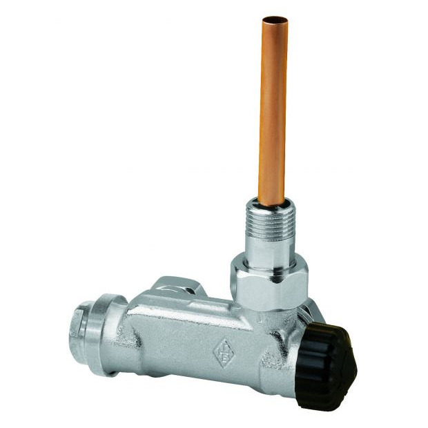 IMI Hydronic Heizungsarmatur E-Z Ventil Heimeier 3879-02 Zweirohr Eckform DN 15 1-2 Zoll Tauchrohr G 3-4 vernickelt 3879-02.000