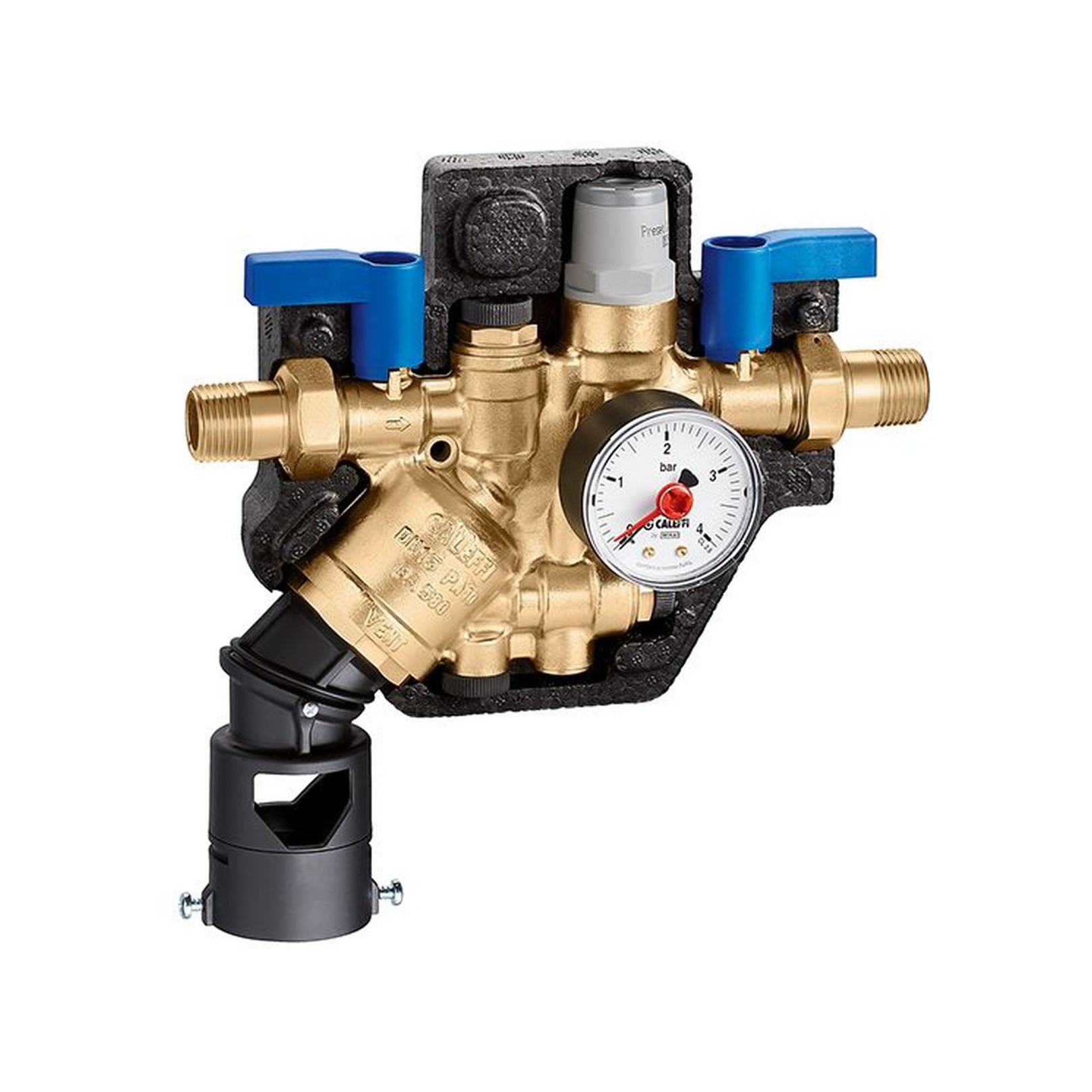 Caleffi Füllarmatur 580011 Systemtrenner Typ BA 1-2-Zoll Druckminderer Isolierung