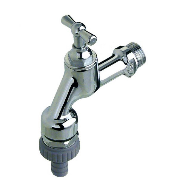 Aalberts Auslaufventil SEPP KOMBI 8001 DN15 Messing verchromt Knebelgriff Rückflussverhinderer 0006002