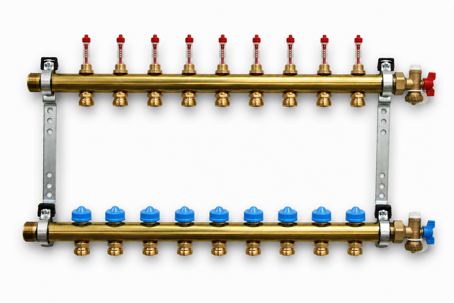 Roth Heizkreisverteiler 9-Heizkreise Messing FlatConnect mit DFA absperrbar 1115011039