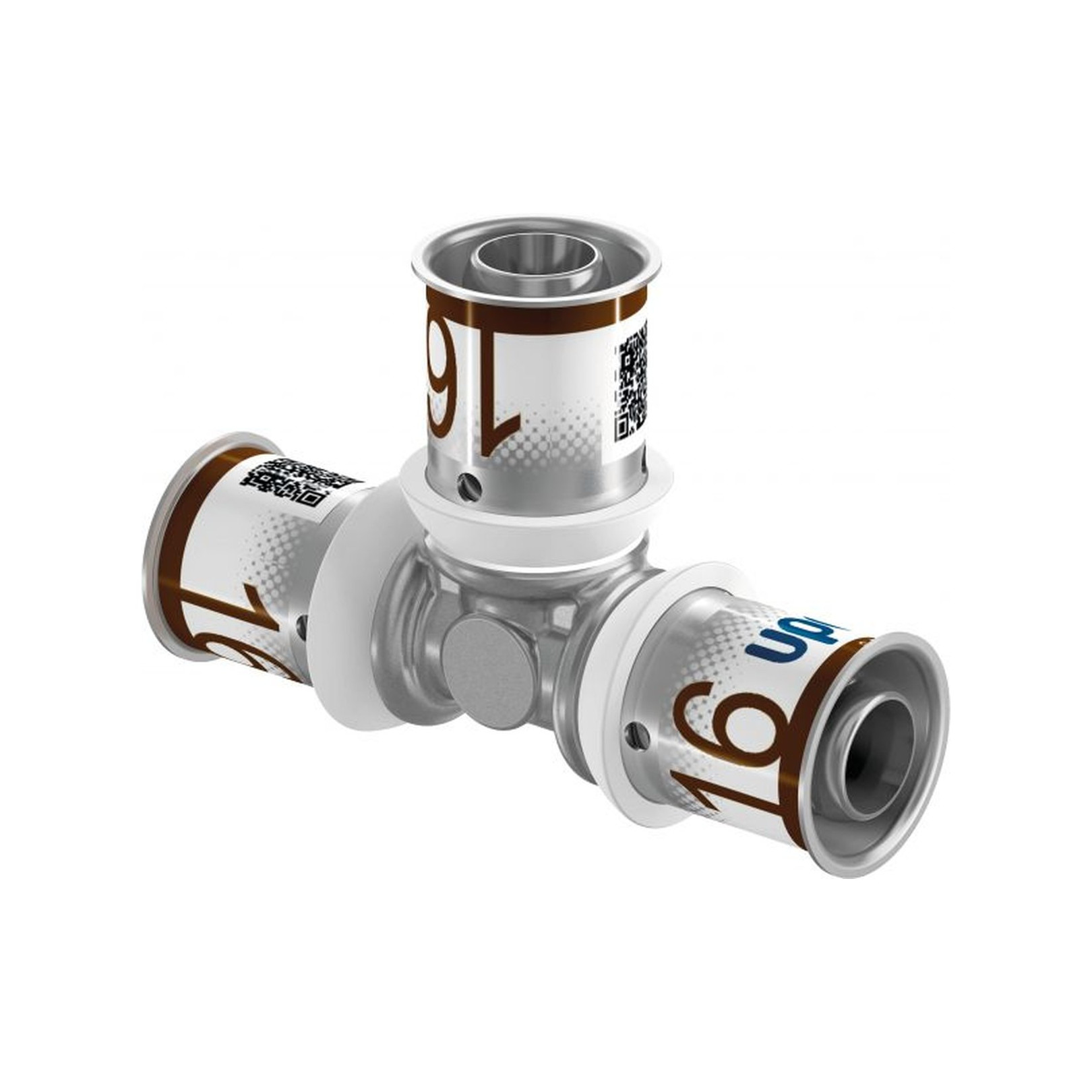 Uponor S-Press PLUS T-Stück 32 mm Pressmuffe PPSU Messing verzinnt DVGW 1070563