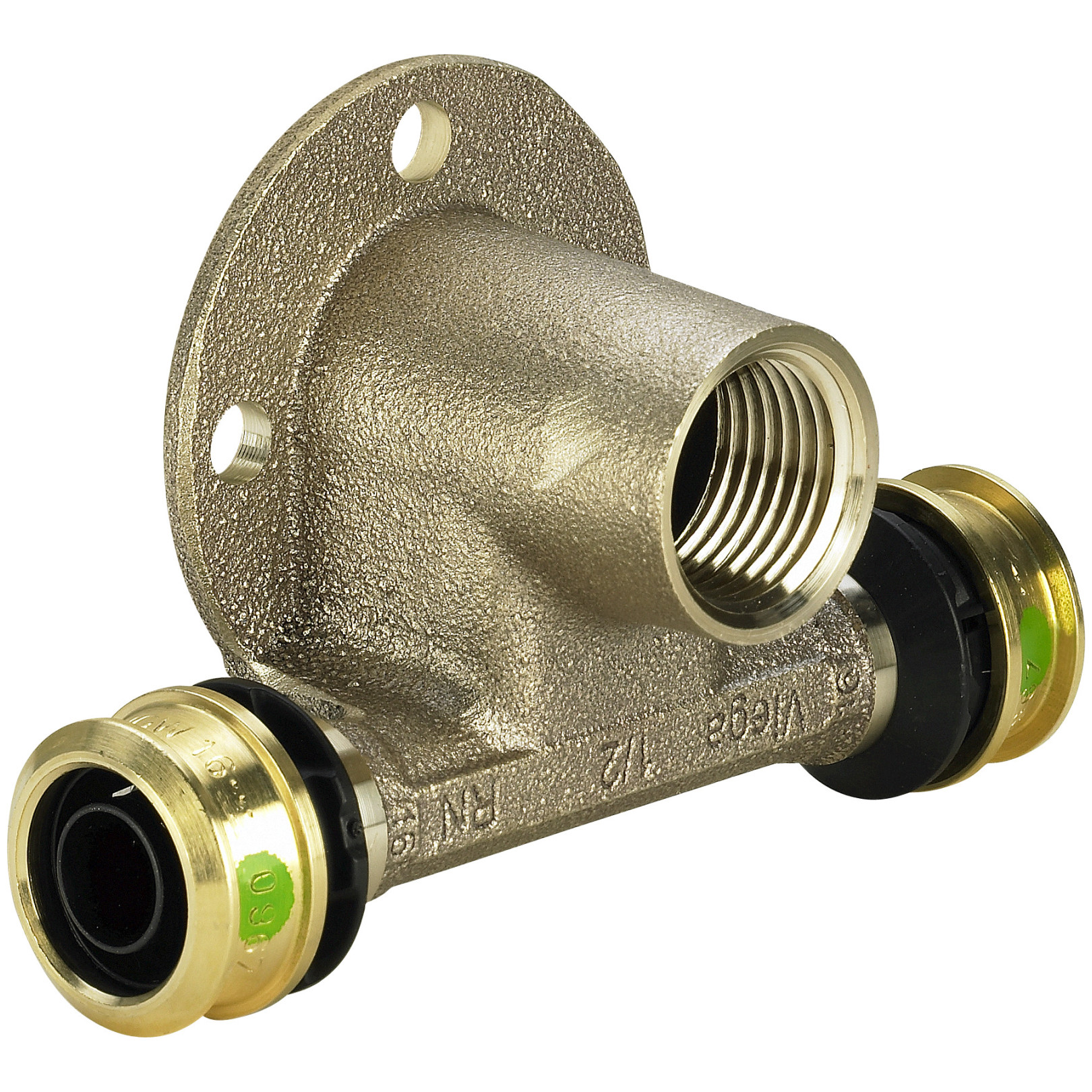 Viega Pressfitting Raxofix 5324.3 Wandscheiben-T-Stück 16mm x 1/2 IG Siliziumbronze SC-Contur 647803