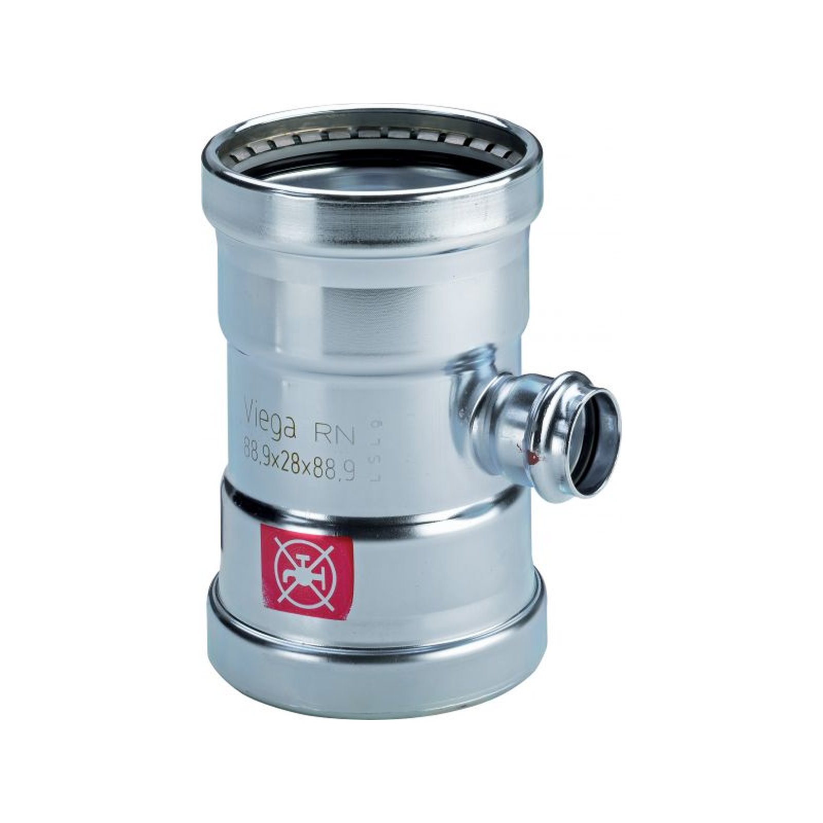 Viega T-Stück Prestabo 64 x 42 x 64 mm Stahl unlegiert verzinkt SC-Contur Pressanschluss EPDM 597863