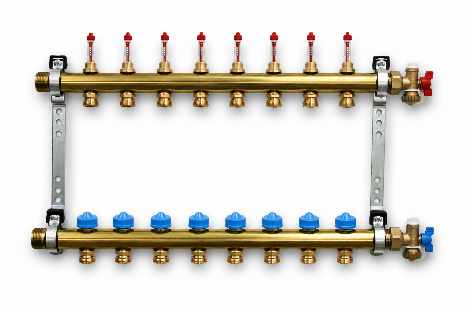 Roth Heizkreisverteiler 8-Heizkreise Messing FlatConnect mit DFA absperrbar 1115011038
