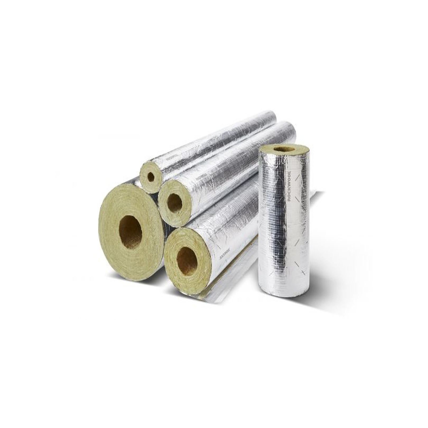 Rockwool Rohrschale 32039 42 x 20 mm Aluminium kaschiert Mineralwolle nichtbrennbar Länge 1 m