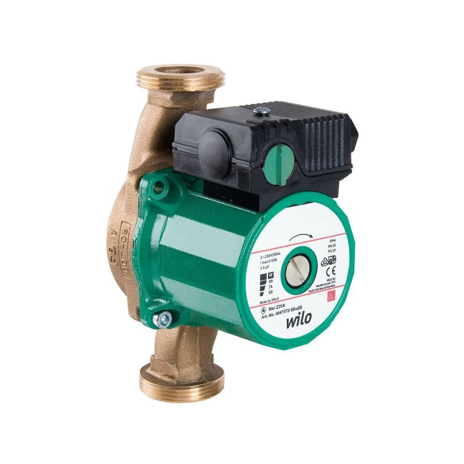 WILO Nassläufer-Standardpumpe Star-Z 25/2,Rp1,1x230V,46W