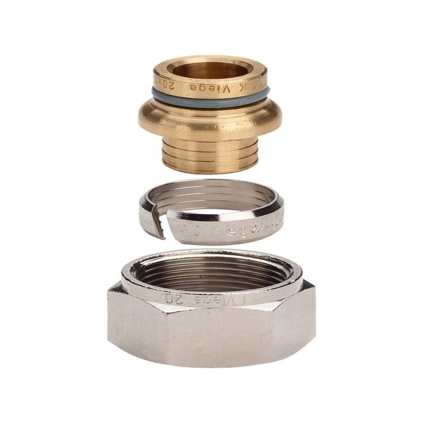 Viega Verschraubung 1022 Klemmringverschraubung PE-X-Rohr 16 mm vernickelt 102098