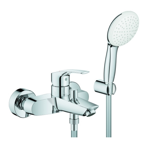 Grohe Einhebel-Wannenbatterie Eurosmart Wandmontage 1-2-Zoll Keramikkartusche chrom 25276003