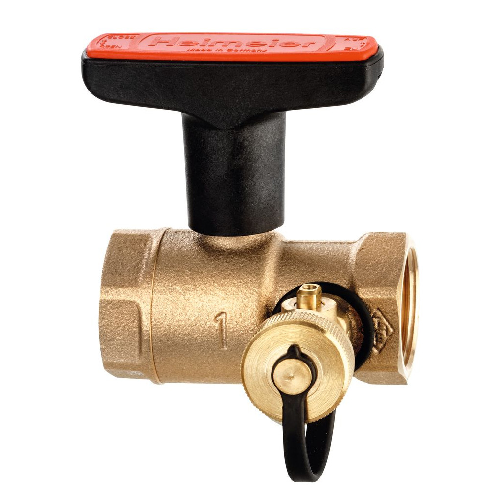 Heimeier Heizungskugelhahn DN32 Globo H Entleerung IG Rotguss PTFE T-Griff 0615-05.000