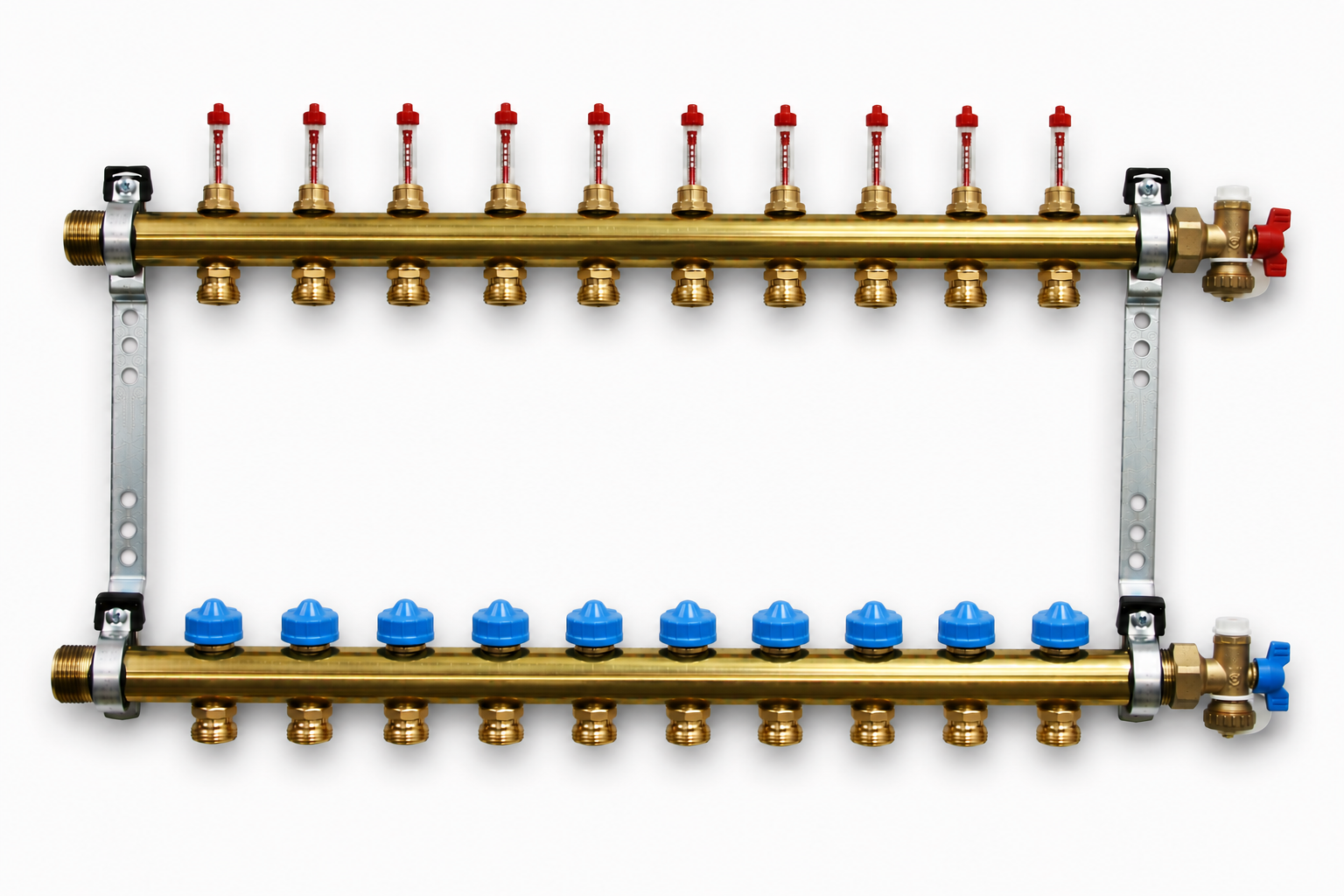 Roth Heizkreisverteiler 10-Heizkreise Messing FlatConnect mit DFA absperrbar 1115011040