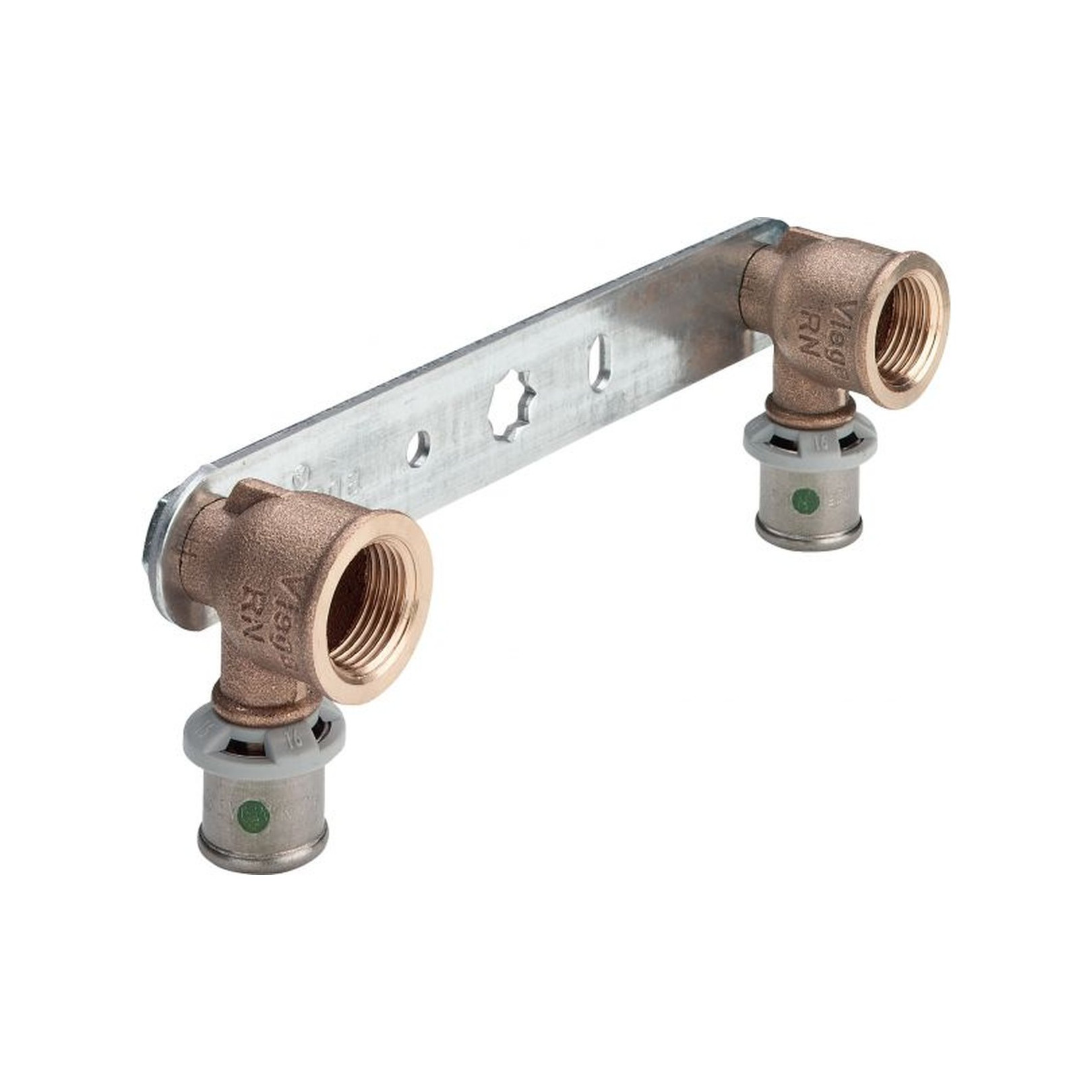 Viega Pressfitting Sanfix P 2124.05 Montageeinheit flach 16x1/2x150mm Rotguss SC-Contur 331542