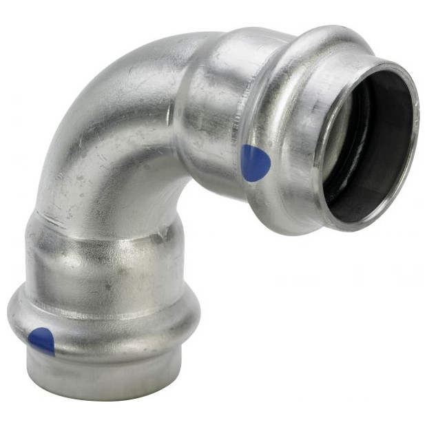 VIEGA Bogen 90 Grad Sanpress Inox 2316LF SC-Contur LABS-frei Edelstahl 42mm EPDM 664701