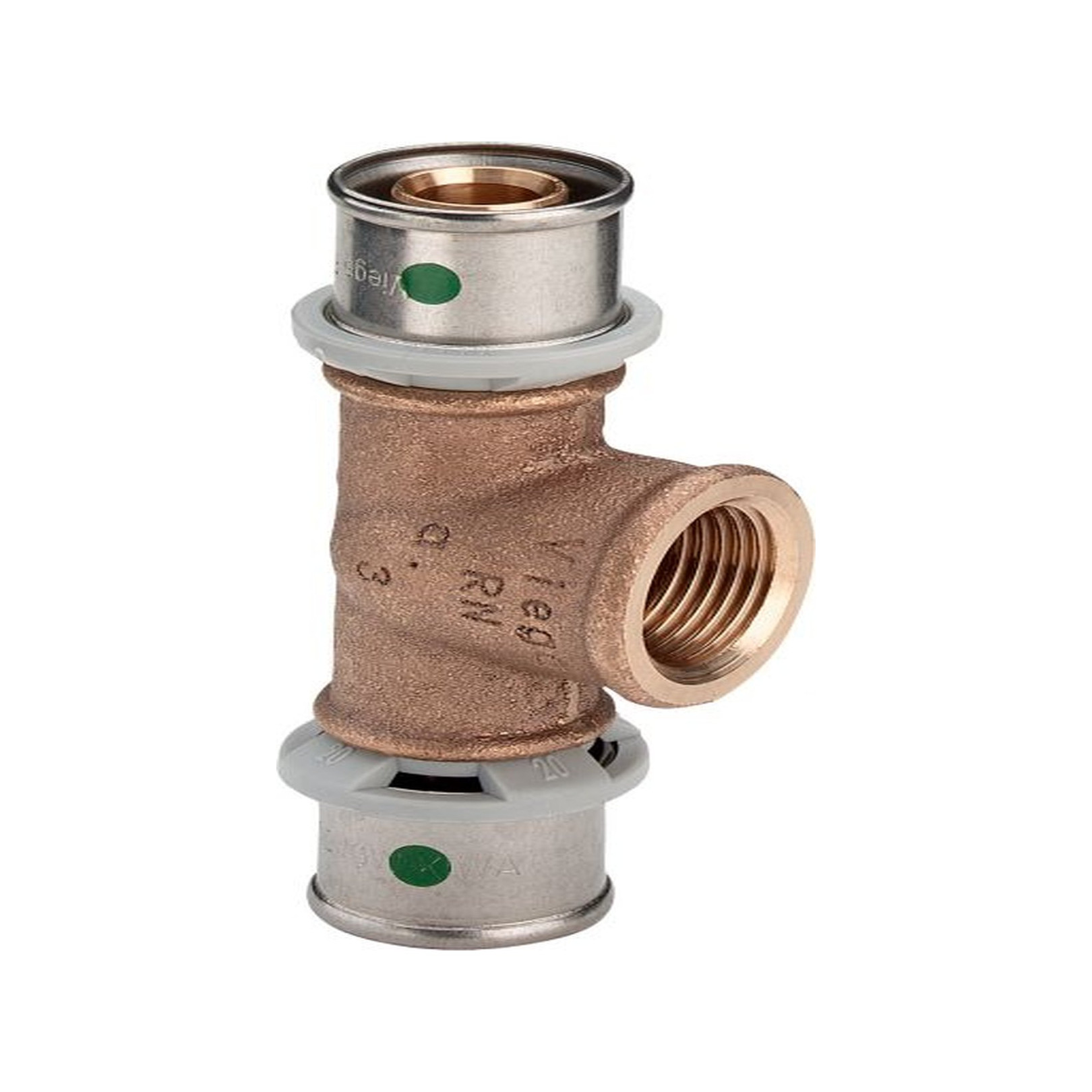 Viega Pressfitting Sanfix P 2117 T-Stück 16x1/2 IGx16mm Rotguss SC-Contur 458379