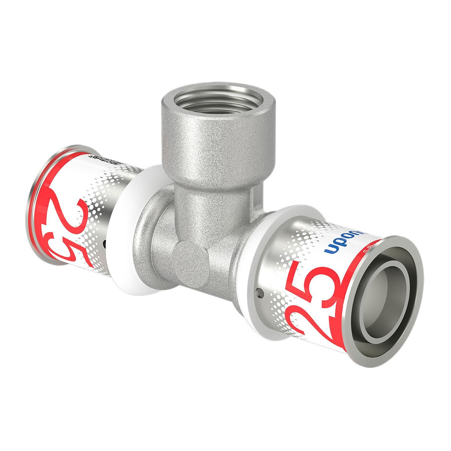 Uponor S-Press PLUS T-Stück 25 mm DN15 1/2 Zoll IG Pressfitting Messing verzinnt DVGW 1070598
